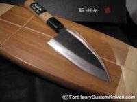 Hand Forged Deba & Bamboo Cutting Board