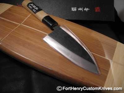 Hand Forged Deba & Bamboo Cutting Board