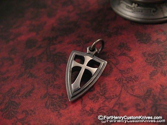 Steel Flame - Mini Crusader Cross Shield Pendant