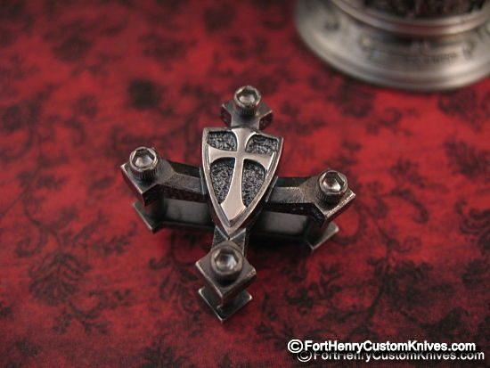 Steel Flame - Crusader Cross Dog Tag Holder (Silver)