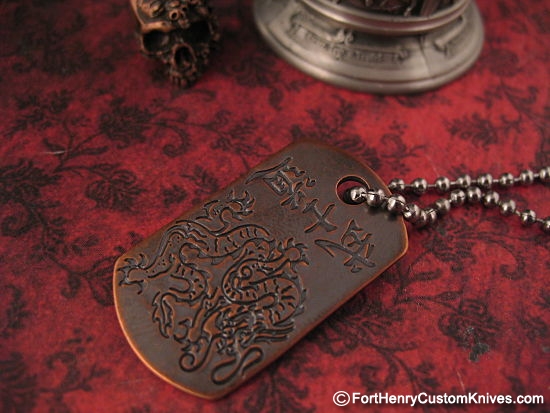 Steel Flame - Copper Dogtag - Dragon/Bushido - Image 4