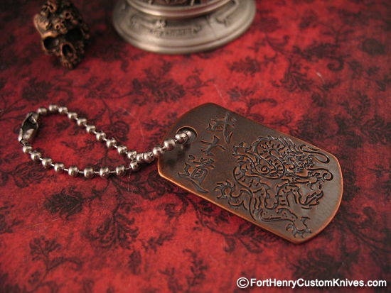 Steel Flame - Copper Dogtag - Dragon/Bushido