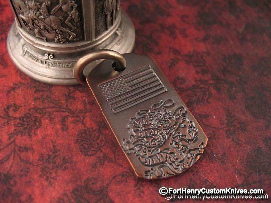 Steel Flame - Copper FATTY Dogtag - "One"- Kaos Dragon/Flag