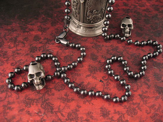 Steel Flame - Sterling Silver Seed Bead Chain ~ 5mm Gunmetal