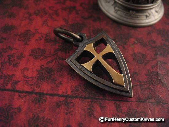 Steel Flame - Lg Crusader Cross Shield - Royal Bronze