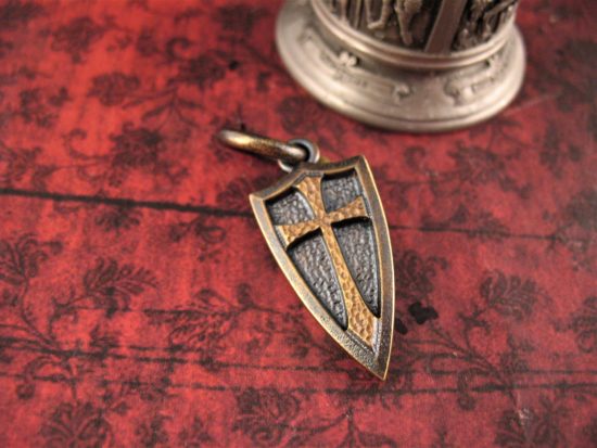 Steel Flame - Archangel-Crusader Cross Shield Pendant
