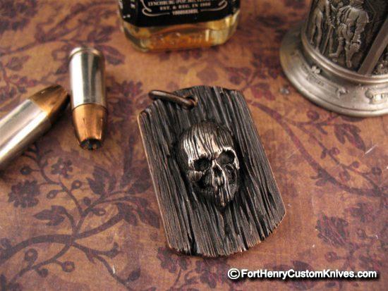 Beard & Bones - Tri Metal 3D Dog Tag - Wooden Skull