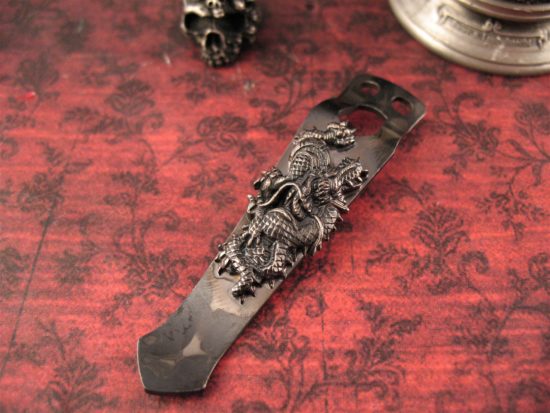 Steel Flame - Custom Dragon Flashlight Clip - Silver - Image 2