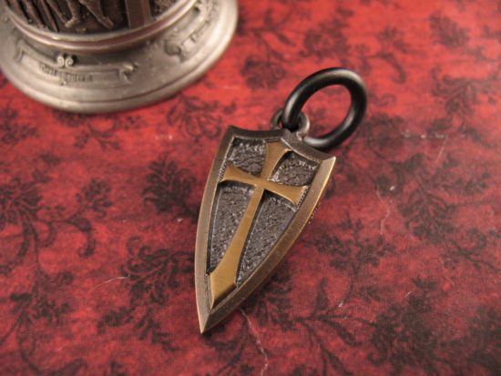 Steel Flame - Archangel-Crusader Cross Shield Pendant