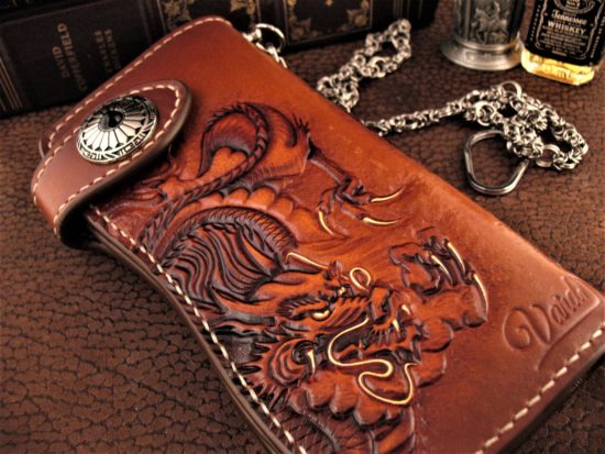 Vardi - Large Custom Leather Wallet - Samurai - w/Chain