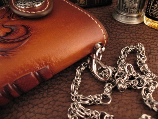 Vardi - Large Custom Leather Wallet - Samurai - w/Chain - Image 5