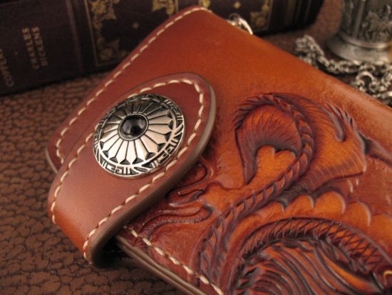 Vardi - Large Custom Leather Wallet - Samurai - w/Chain - Image 6