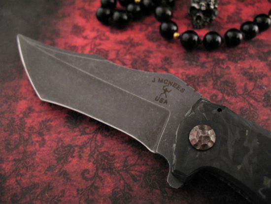 Mcnees Custom Knives - Unnamed Flipper - Money Carbon Fiber - Image 4