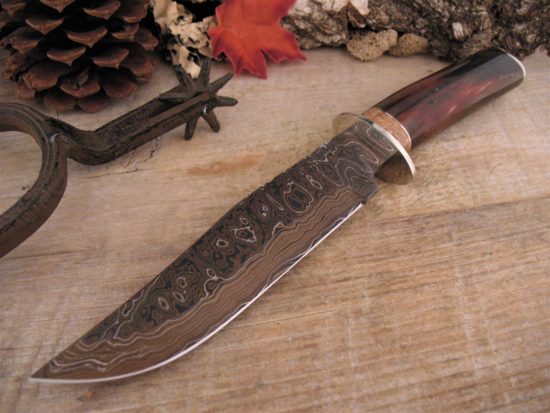 Herb Derr - Rare Confederate Bowie - Ladderback Damascus