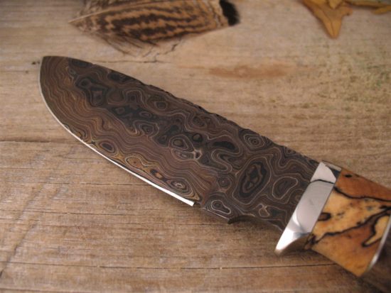 Herb Derr - Wooly Mammoth Drop Point - Hand Forged Damascus - Image 6