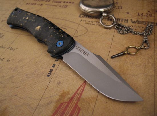 Michael Zieba - NEW - Custom Heritage Slipjoint - M390 Brass & Carbon Fiber - Image 7