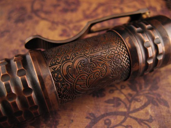 Ti2Design / Mike Bond - Custom Copper Pele Light - Prototype "Viking" Etch - Image 5