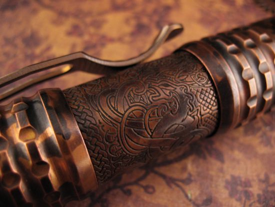 Ti2Design / Mike Bond - Custom Copper Pele Light - Prototype "Viking" Etch - Image 3