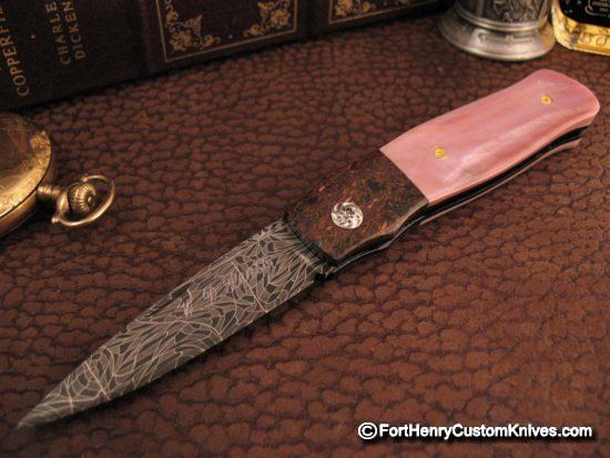 WD Pease - Fresh Water Pearl Lockback - Eggerling Damascus