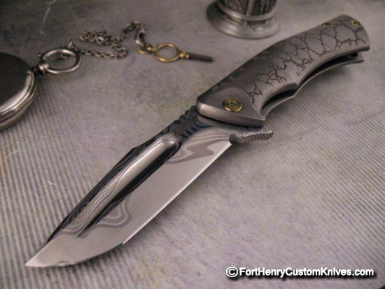 Michael Zieba / Jason Knight - Custom Mini-S5 Flipper w/San Mai Blade - Bronze Backspacer