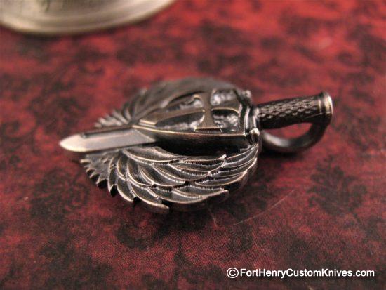 Steel Flame - Mini Sancte Michael Pendant - Sterling - Image 3