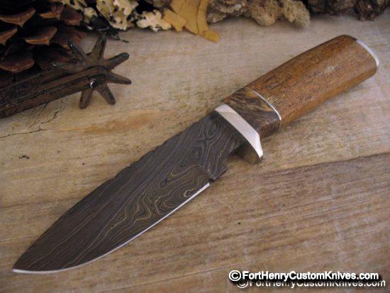 Herb Derr - NEW Twist Damascus Drop Point - Fossilized Sea Cow - Image 13