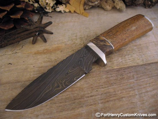 Herb Derr - NEW Twist Damascus Drop Point - Fossilized Sea Cow - Image 13