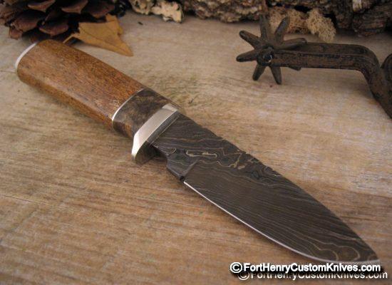 Herb Derr - NEW Twist Damascus Drop Point - Fossilized Sea Cow
