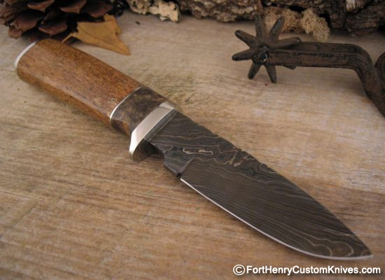 Herb Derr - NEW Twist Damascus Drop Point - Fossilized Sea Cow