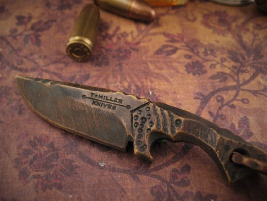 Miller Bros. Blades - Custom Brass Knife Pendant / Bottle Opener - Image 3