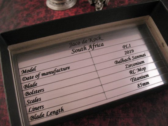 Jaco de Kock - PL1 w/San Mai - Zirconium - Image 9