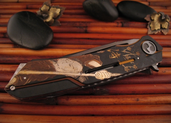 Dew Hara - Mina Engraved Samurai Flipper - Titanium & Copper - 1 of 1 - Image 2