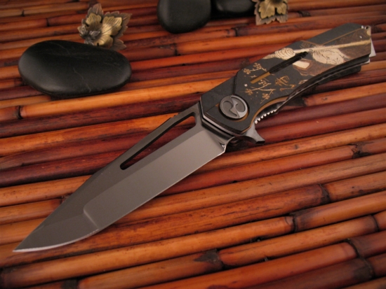 Dew Hara - Mina Engraved Samurai Flipper - Titanium & Copper - 1 of 1