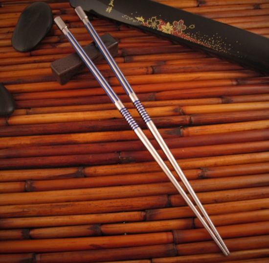 Steve Kelly - Ti Sushi Chopsticks - Two Piece - Custom Anodized Titanium