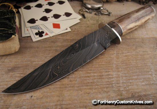 Herb Derr - Gamblers Vest Bowie - New Hand Forged Twist Damascus