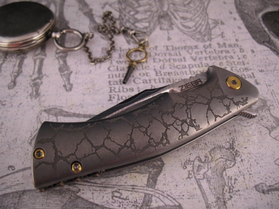 Michael Zieba / Jason Knight - Custom Mini-S5 Flipper w/San Mai Blade - Copper Backspacer - Image 2