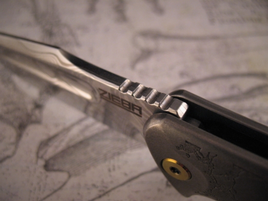 Michael Zieba / Jason Knight - Custom Mini-S5 Flipper w/San Mai Blade - Copper Backspacer - Image 4