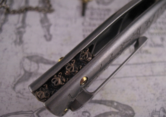 Michael Zieba / Jason Knight - Custom Mini-S5 Flipper w/San Mai Blade - Copper Backspacer - Image 5