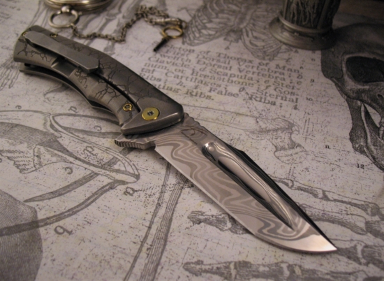 Michael Zieba / Jason Knight - Custom Mini-S5 Flipper w/San Mai Blade - Copper Backspacer - Image 7