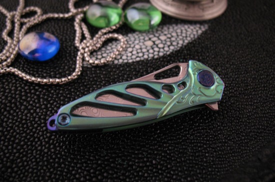 Rike Knife - Hummingbird Miniature Flipper - Damasteel - Image 4