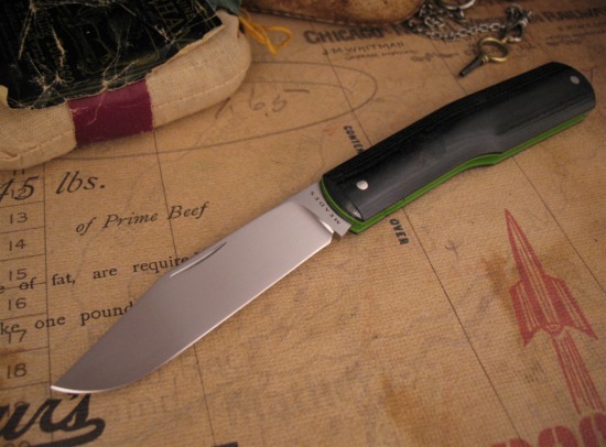 Thys Meades - Custom Gunstock Slipjoint - Rag Micarta Shield