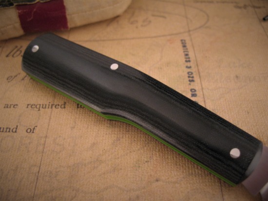 Thys Meades - Custom Gunstock Slipjoint - Rag Micarta Shield - Image 6
