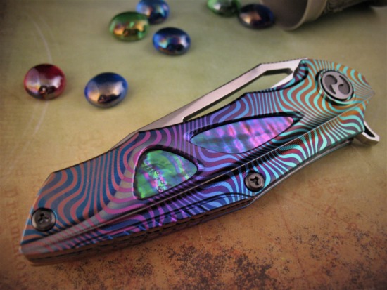 Dew Hara - Custom NOAH Tanto Flipper - Abalone Inlay - Image 2
