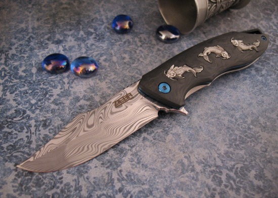 Michael Zieba - Customized S7 - Damasteel - Koi Inlay/Etch