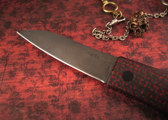 Hiroaki Ohta - Friction Folder w/Neck Sheath - Stainless Damascus - Image 3