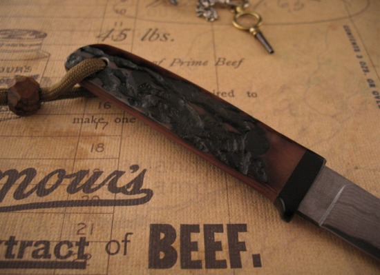 Hiroaki Ohta - Gentleman's Amber Stag Belt Knife - San Mai - Image 5