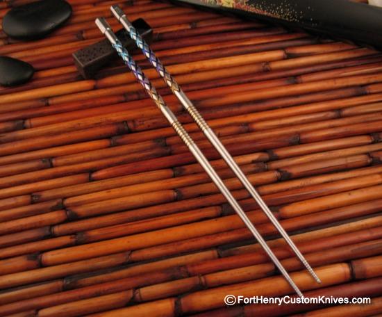 Steve Kelly - Ti Sushi Chopsticks - Two Piece - Custom Anodized Titanium