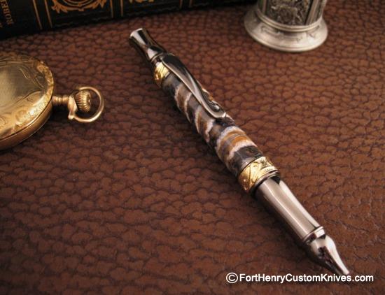 Courtney Turnage - Custom Mammoth Tooth Pen - Leather Sheath - Image 2