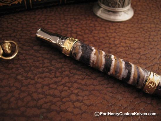 Courtney Turnage - Custom Mammoth Tooth Pen - Leather Sheath - Image 4
