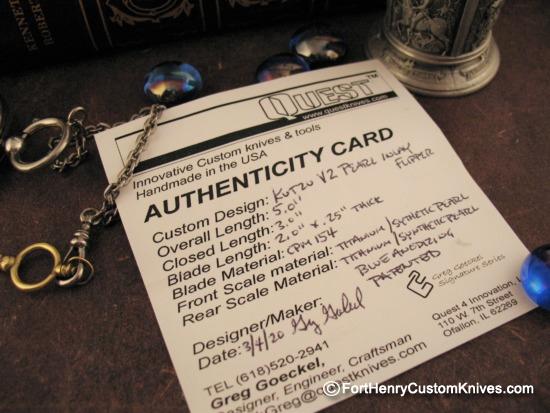 Quest Knives - Kutzu V2 Flipper - Pearl Inlay - Image 8